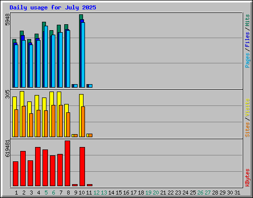 Daily usage for July 2025