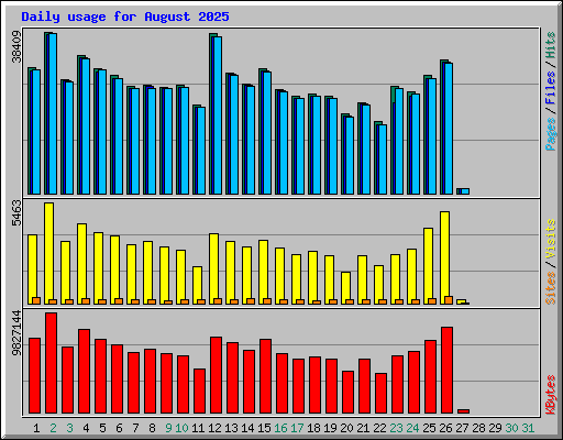 Daily usage for August 2025