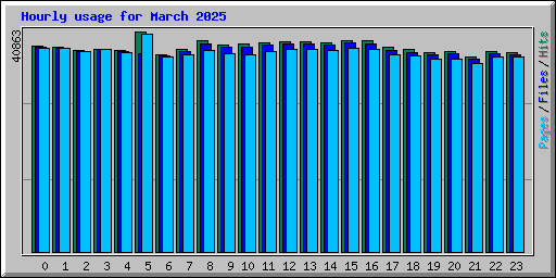 Hourly usage for March 2025